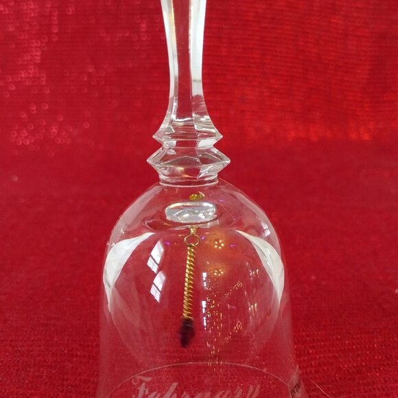Vintage INTAGLIO Lead Crystal Birthday Bell February with Purple Heart - Picture 5 of 5